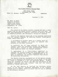 Letter from Cleveland Sellers to Mary Jo Lentz, December 7, 1987