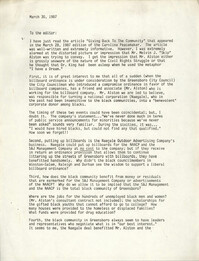 Letter from Malcolm Ross, March 30, 1987