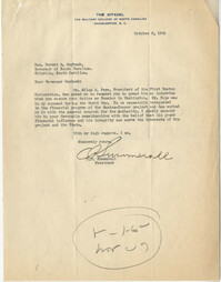 Santee-Cooper: Correspondence between Alan M. Pope (President of the First Boston Corporation), Senator Burnet R. Maybank, and General Charles P. Summerall (President of the Citadel), October-November 1941