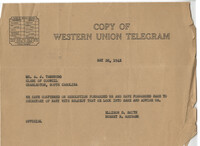 Charleston Vice: Correspondence between the United States Secretary of the Navy Frank Knox and Senator Burnet R. Maybank, May-August 1942