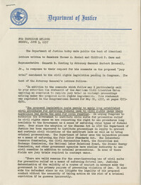 Release from the United States Justice Department, June 3, 1957