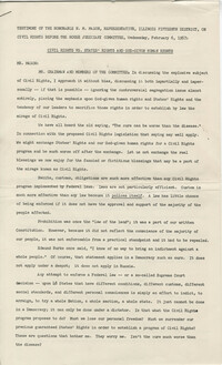 Testimony of the Honorable N. M. Mason, Representative, Illinois Fifteenth District, On Civil Rights Before the House Judiciary Committee, Wednesday, February 6, 1957