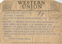 Democratic Committee: Correspondence between Fulton B. Creech (Mayor of Sumter, South Carolina) and Senator Burnet R. Maybank, July 1944