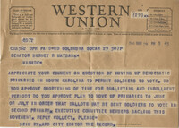 Democratic Committee: Correspondence between Brim Rykard (City Editor of the Columbia Record) and Senator Burnet R. Maybank, March 1944