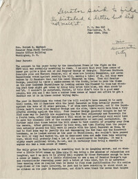 Democratic Committee: Letter from B. M. Barkley to Burnet R. Maybank, June 22, 1944