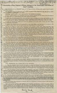 Democratic Committee: Resolution of Hon. Eugene S. Blease, Adopted by the Democratic Convention of South Carolina