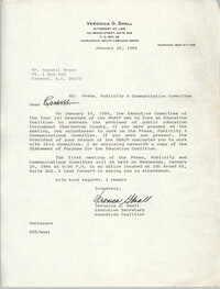 Letter from Veronica G. Small to Russell Brown, January 20, 1984