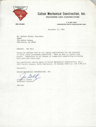 Letter from Joe Goletz to Delbert Woods, December 14, 1983