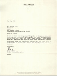 Letter from Lisa Huffman to Dwight James, May 30, 1989