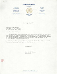 Letter from Dwight C. James to Robert W. Harleston, January 21, 1989