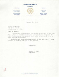 Letter from Dwight C. James to Catherine Murray, January 21, 1989