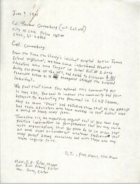 Letter from Dwight James to Reuben Greenburg, June 9, 1991