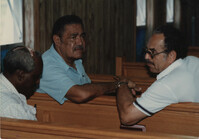 Photograph of J. Arthur Brown and Two Unidentified Men Sitting in Church Pews