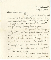 Letter from C.C. Tseng to Laura M. Bragg, July 21, 1928