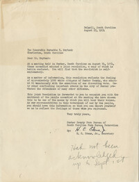Segregation: Letter from H. C. Edens, Jr. (Sumter County Farm Bureau of the South Carolina Farm Bureau Federation) to Senator Burnet R. Maybank, August 25, 1954