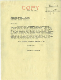 Segregation: Correspondence between William P. Murphy, Senator Burnet R. Maybank, and James F. Byrnes (Governor of South Carolina), June 1954