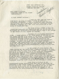 Letter from Lillie E. McInnes to Democratic Leader of the Senate Lyndon B. Johnson, February 9, 1957