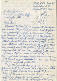 Letter from E. C. Scott to Representative L. Mendel Rivers, August 29, 1957