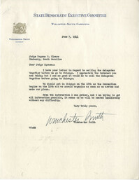 Democratic Committee: Letter from Winchester Smith (Chairman of the South Carolina State Democratic Executive Committee) to Eugene S. Blease, June 7, 1944