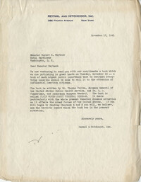 Charleston Vice: Correspondence between Publishing Company Reynal and Hitchcock, Inc. and Senator Burnet R. Maybank, November 1941