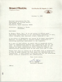 Letter from J. R. Martin to the Charleston Chapter of the NAACP, October 7, 1982