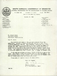 Letter from Isaac W. Williams to Delbert Woods, October 27, 1982