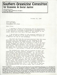 Letter from Anne Braden to Cleveland Sellers, October 30, 1989