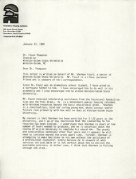Letter from Cleveland Sellers to Cleon Thompson, January 13, 1989
