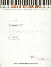 Letter from Harold I. Fox to Charleston Branch of the NAACP, January 15, 1989