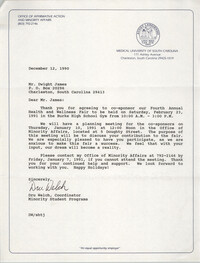 Letter from Dru Welch to Dwight James, December 12, 1990