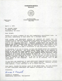 Letter from Brenda H. Cromwell to Dwight James, April 3, 1991