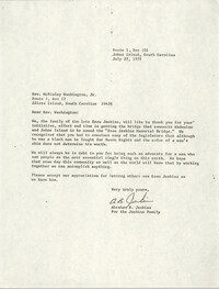 Letter from McKinley Washington, Jr. to Abraham B. Jenkins, July 27, 1977