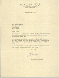 Letter from D. McDonald to Esau Jenkins, February 18, 1970