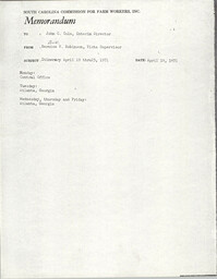 Memorandum from Bernice V. Robinson to John Cole, April 19, 1971