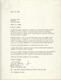 Letter from B. I. Cheney, Jr. to GSA Motor Pool, April 23, 1971
