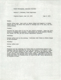 VISTA Progress Report, June 1-5, 1970