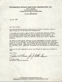 Petersfield Human Services Corporation, Inc. Memorandum, July 26, 1983