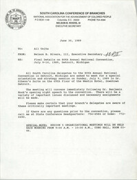 South Carolina Conference of Branches of the NAACP Memorandum, June 30, 1989