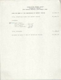 Charleston Branch of the NAACP Financial Report, September 5, 1989