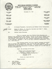 South Carolina Conference of Branches of the NAACP Memorandum, November 30, 1987