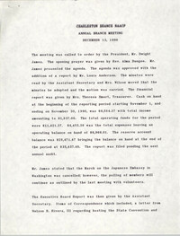 Minutes, Charleston Branch of the NAACP Annual Meeting, December 13, 1990