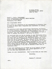 Letter from Bernice Robinson to Mendel Davis, June 11, 1973