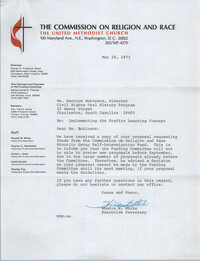 Letter from Woodie White to Bernice Robinson, May 24, 1973