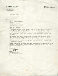Letter from Jae Hezlep to J. Arthur Brown, July 22, 1976