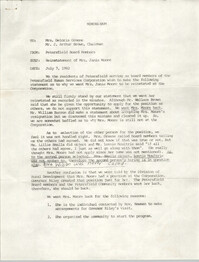 Letter from Petersfield Board Members to Deloris Greene and J. Arthur Brown, July 7, 1982