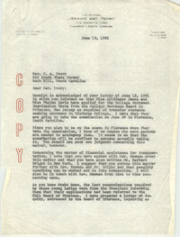 Letter from Matthew J. Perry to C. A. Ivory, June 15, 1961