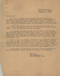 Letter from Marie Blakemon Payne to J. Arthur Brown, September 9, 1955