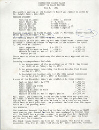 Minutes, Charleston Branch of the NAACP, Executive Board Meeting, May 6, 1992