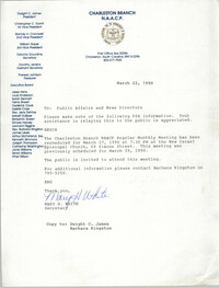 Charleston Branch of the NAACP Memorandum, March 22, 1990