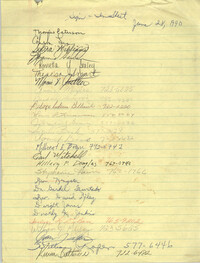 Sign-in Sheet, Charleston Branch of the NAACP, Meeting, June 28, 1990
